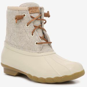Sperry Syren Gulf Duck Boot Waterproof Rubber 10M Round Toe Beige Brown Color